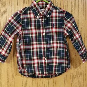 Boy's Polo by Ralph Lauren Long-sleeved Button down plaid Polo